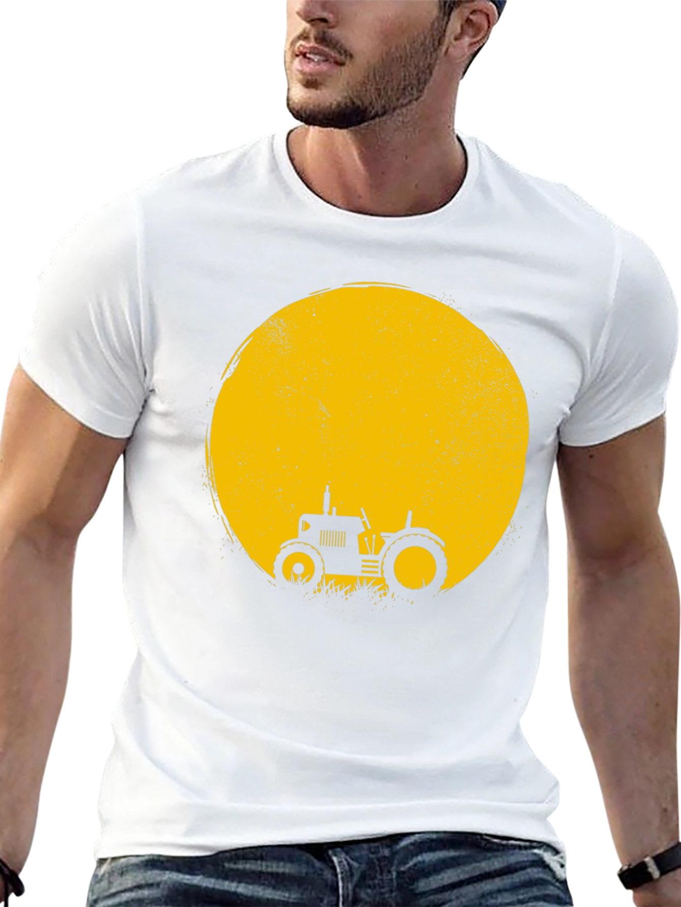 Black Tractor Moon Graphic Tee - Black Cotton Blend view 13
