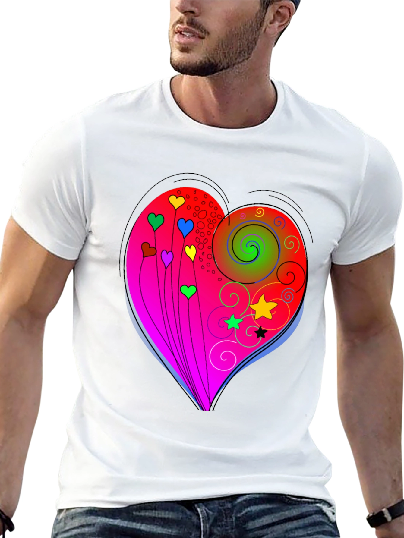 Black Heart Swirls Graphic T-Shirt - Stylish Casual Wear view 13