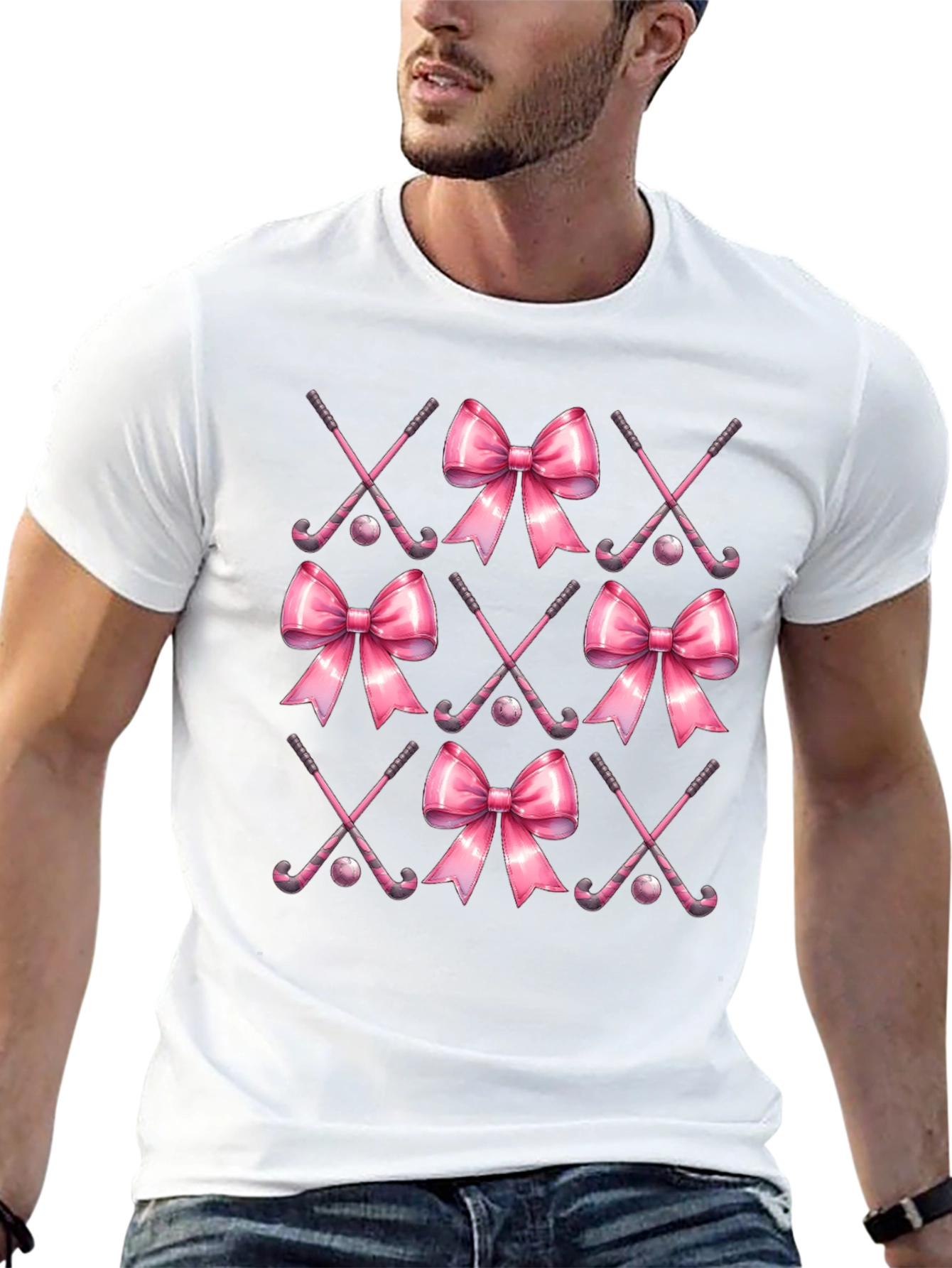 Black Pink Hockey Bow T-Shirt view 13