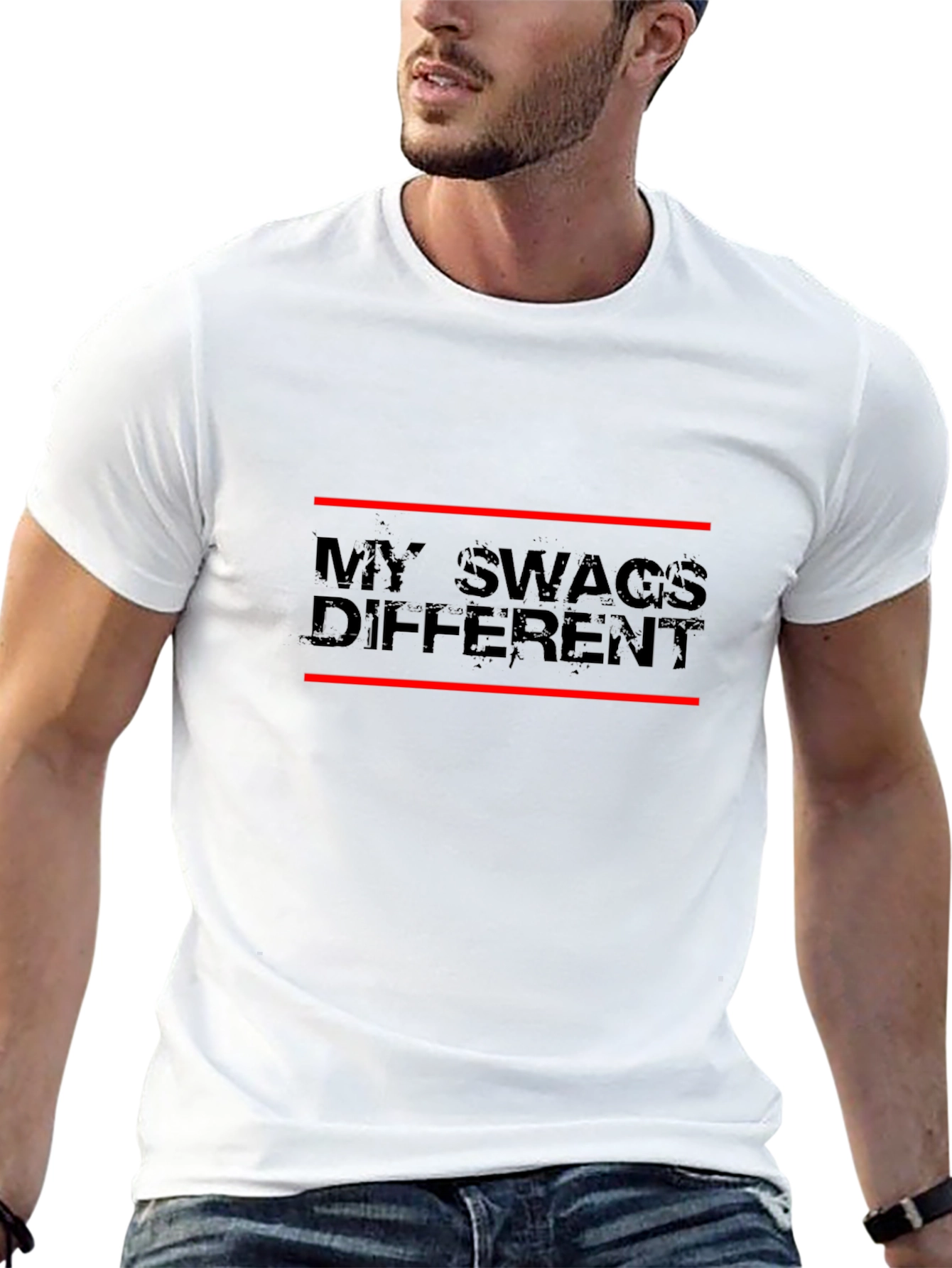 Black My Swag's Different Graphic Tee - Black Casual T-Shirt view 13