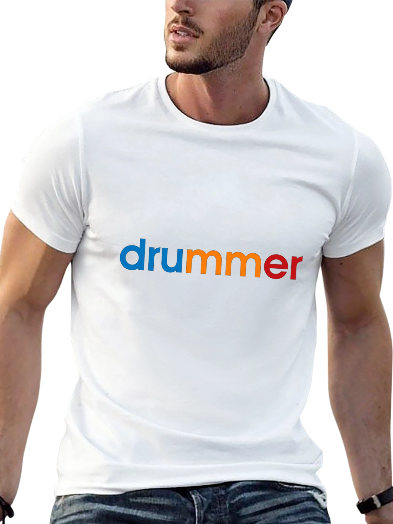 Black Colorful "Drummer" Graphic Black T-Shirt view 13