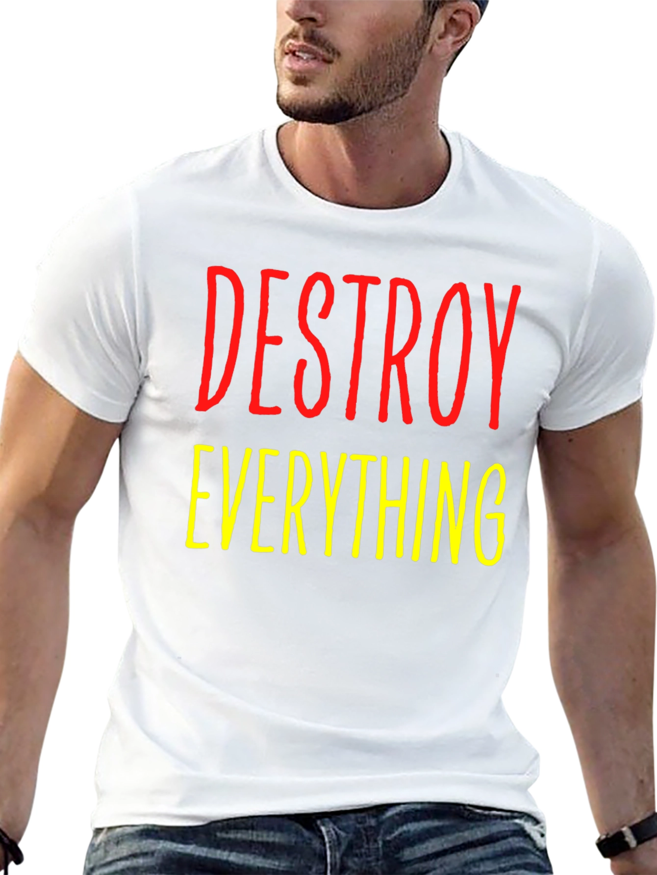 Black Destroy Everything Graphic Tee - Bold Statement Shirt view 13
