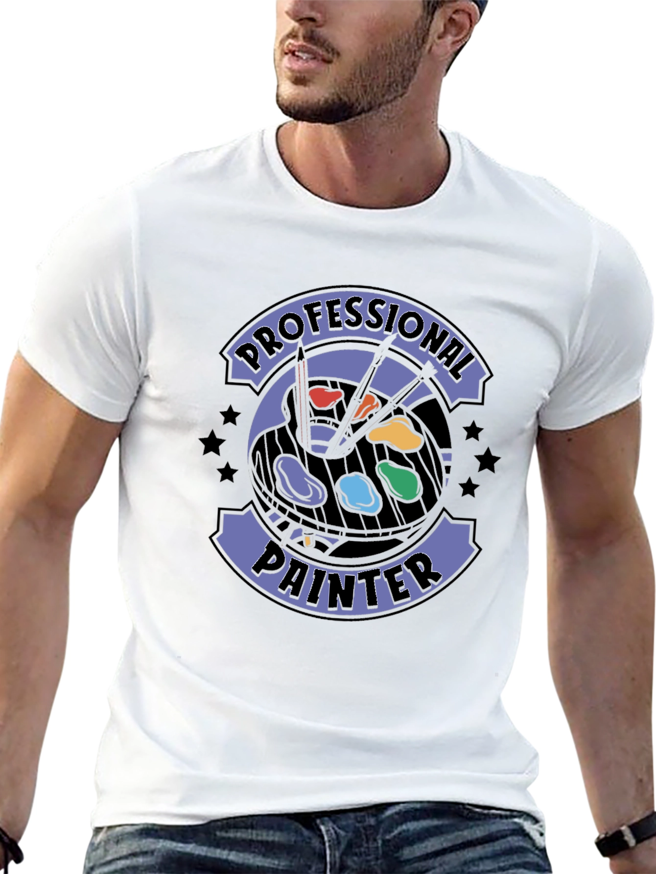 Black Professional Painter T-Shirt - Artistic Design view 13