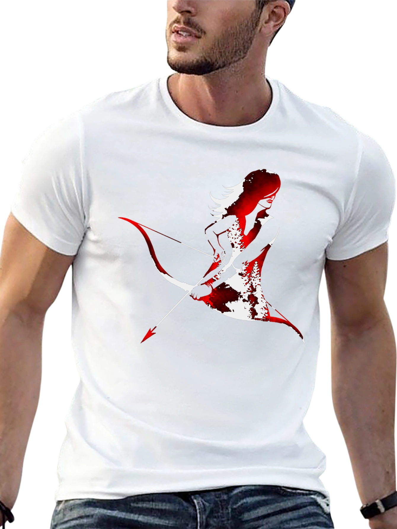 Black Archer Silhouette Graphic Tee - Black Cotton Blend view 13