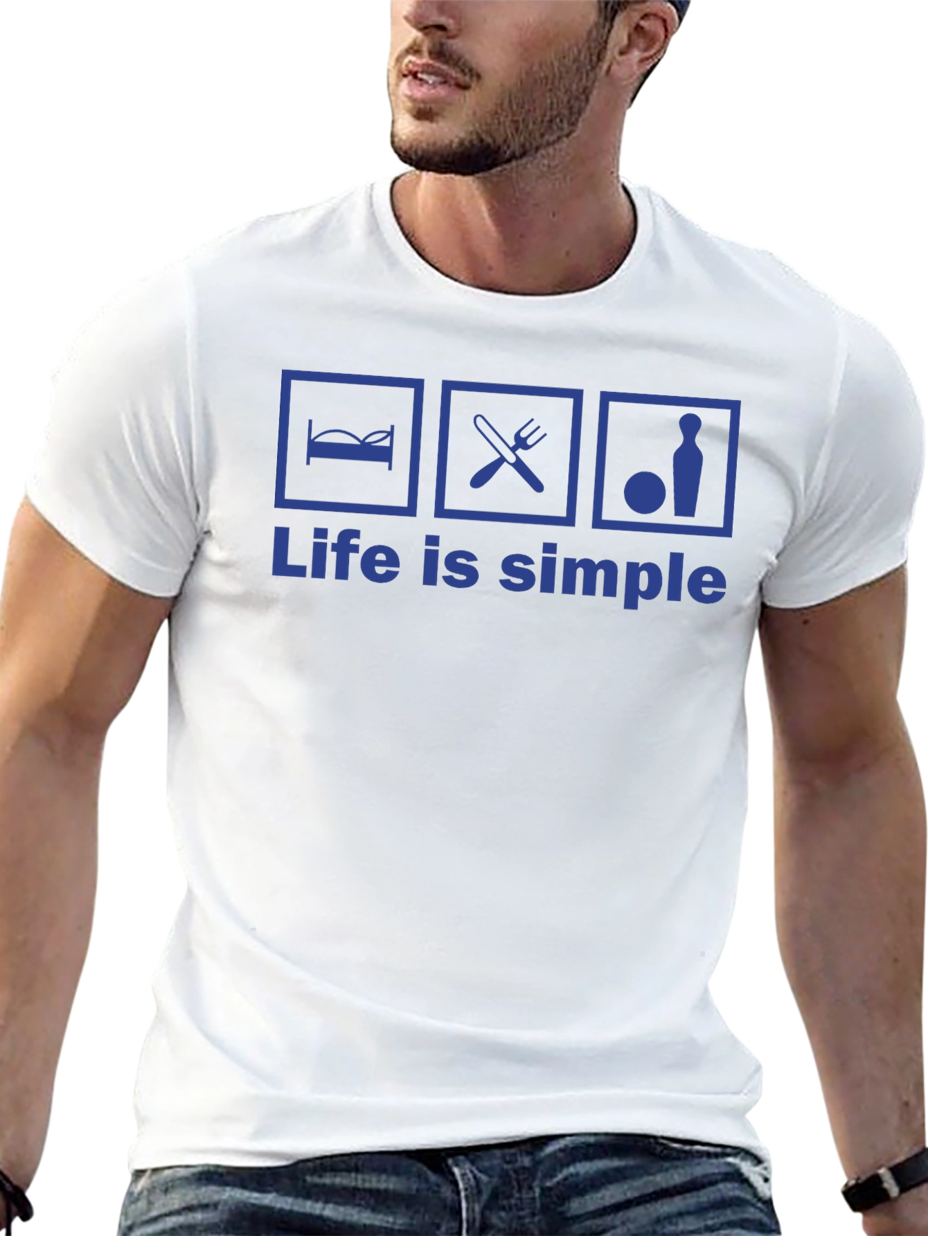 Black Life is Simple T-Shirt - Eat, Sleep, Bowl Graphic Tee view 13