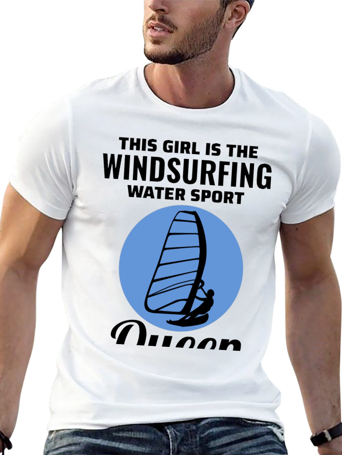 Black Windsurfing Queen T-Shirt - Water Sport Design view 13