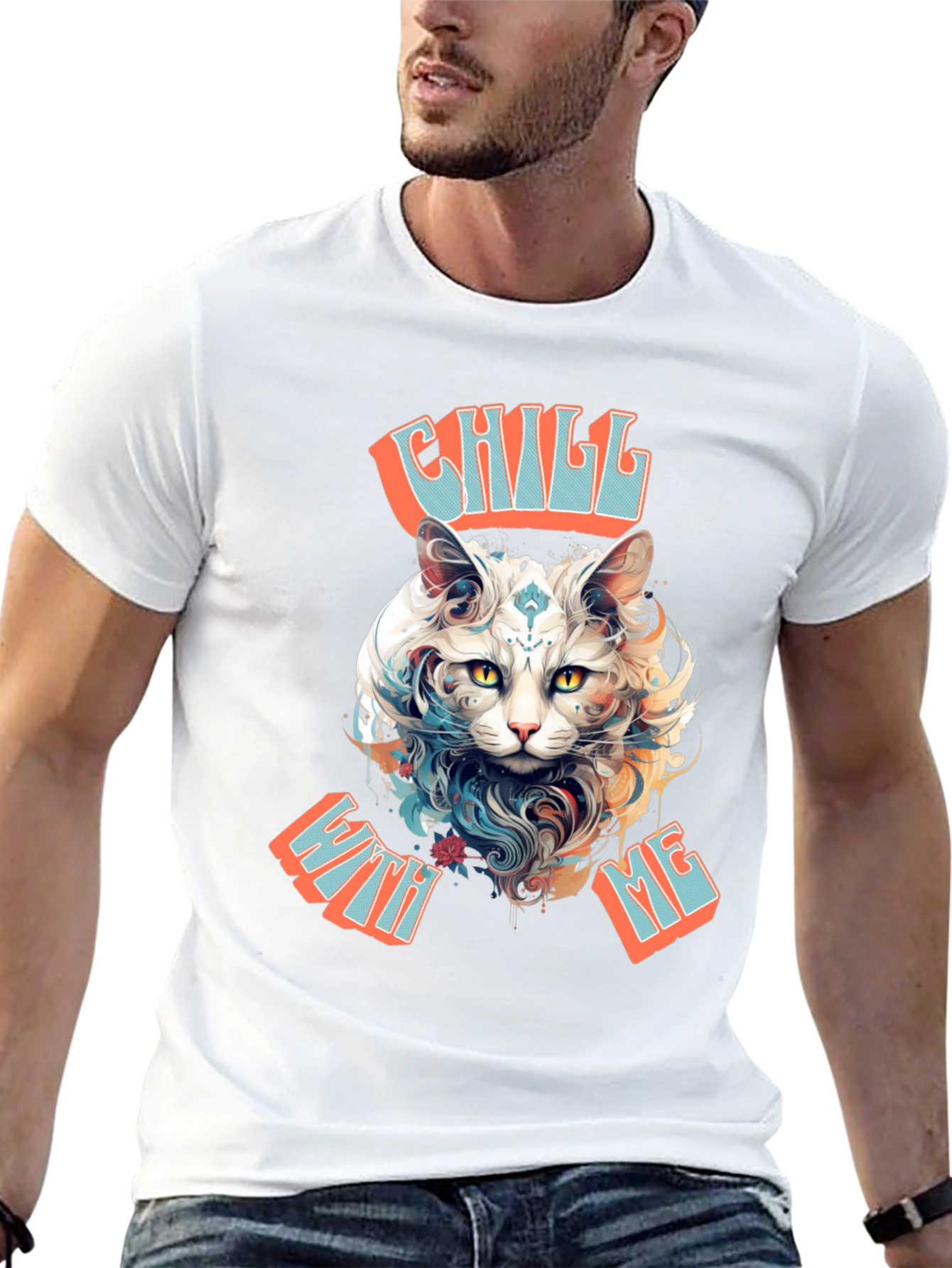 Black Chill With Me Cat Graphic Tee view 13