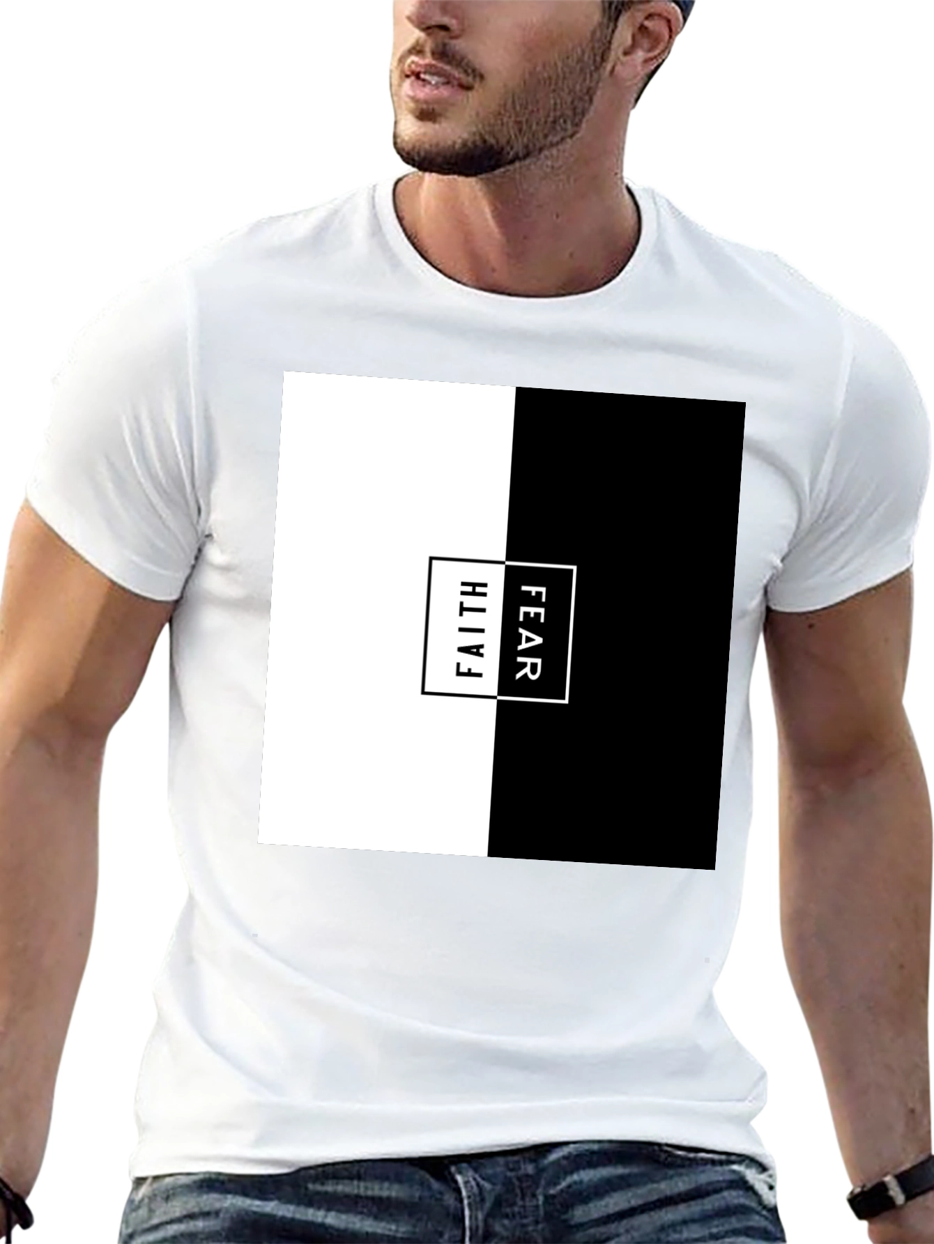 Black Faith Over Fear Graphic Tee - Mens Black T-Shirt view 13