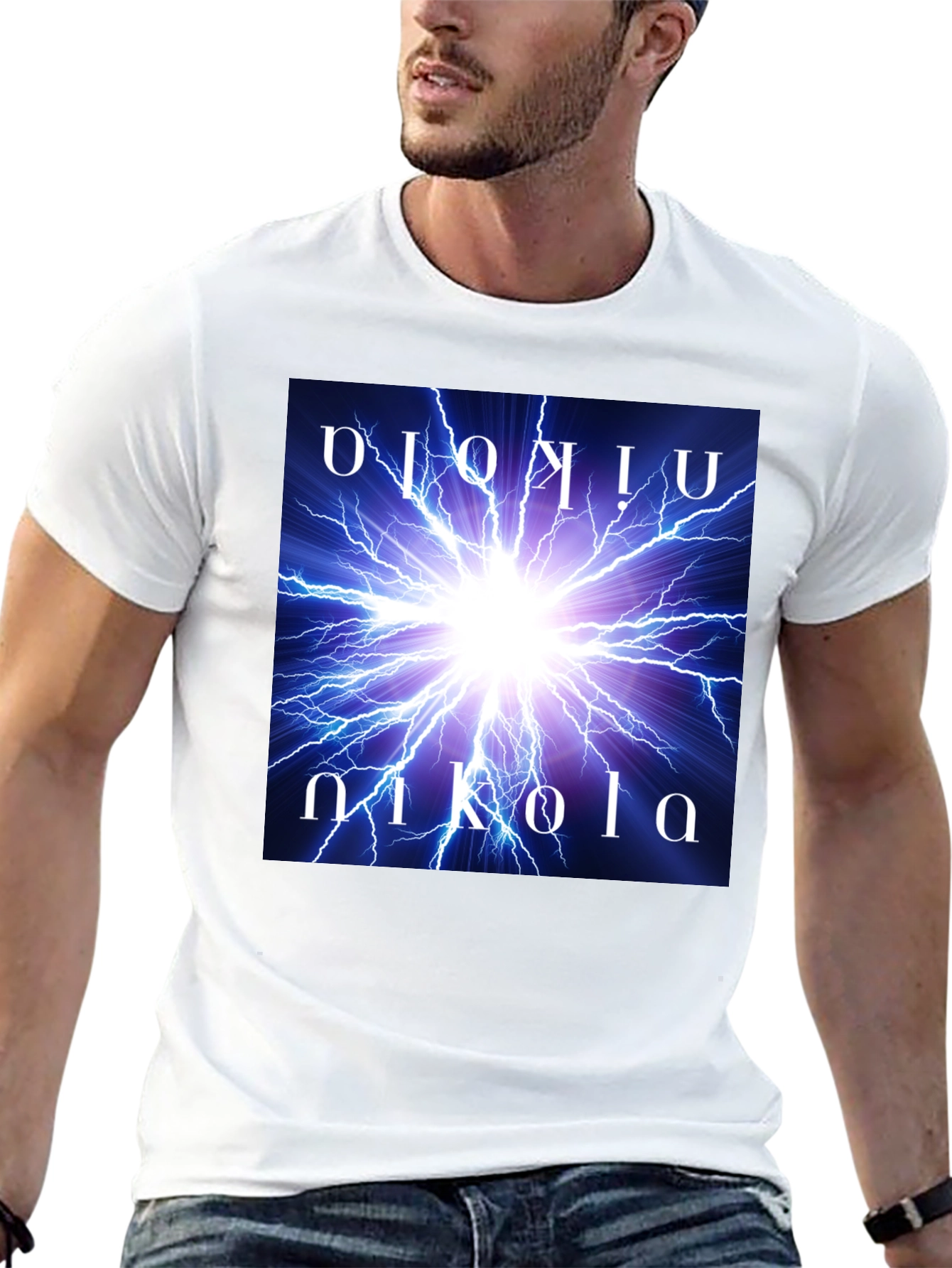 Black Nikola Tesla Lightning Bolt Graphic Tee view 13