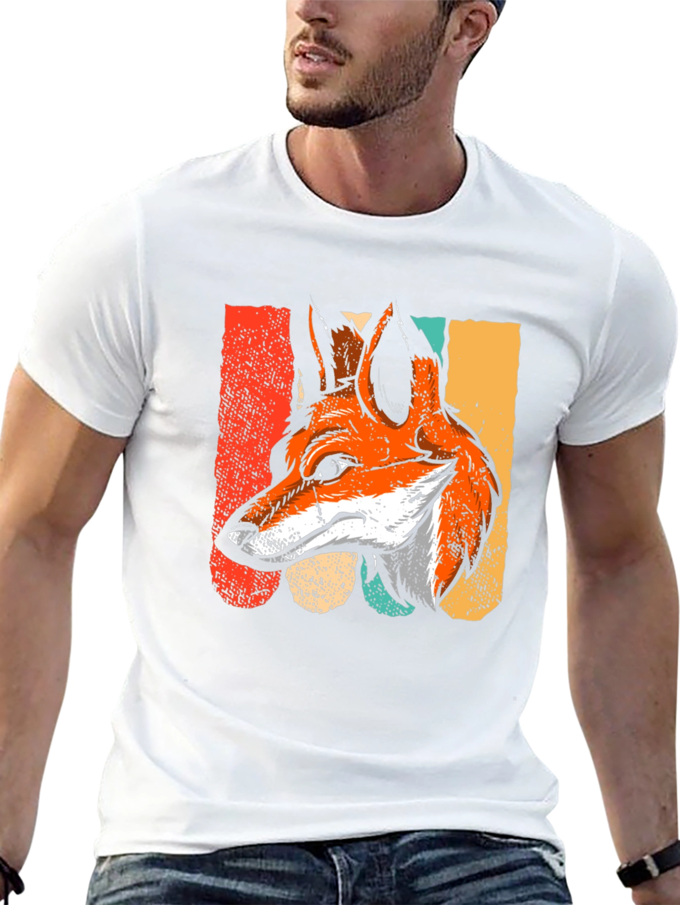 Black Retro Fox Graphic Tee - Cool Animal Design view 13