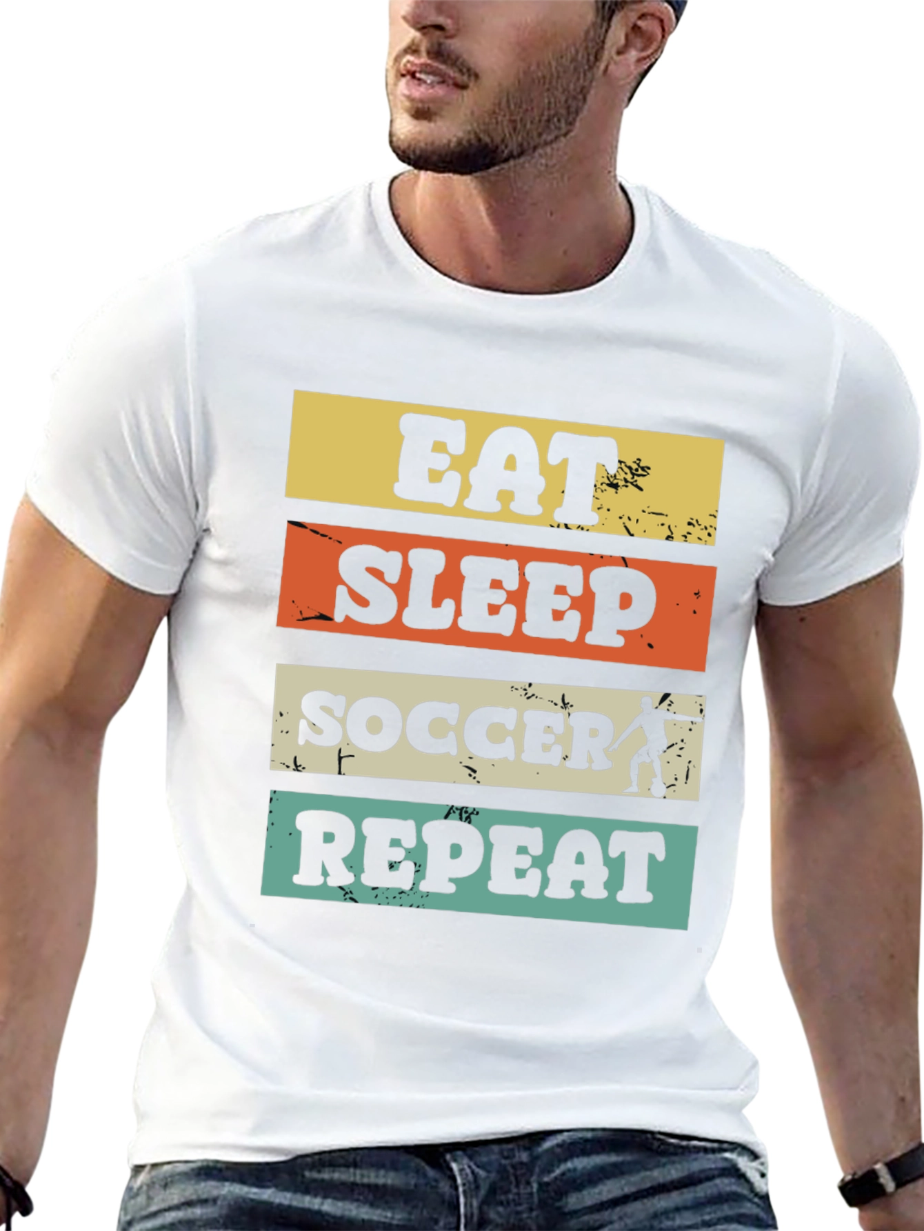 Black Eat Sleep Soccer Repeat Graphic Tee view 13