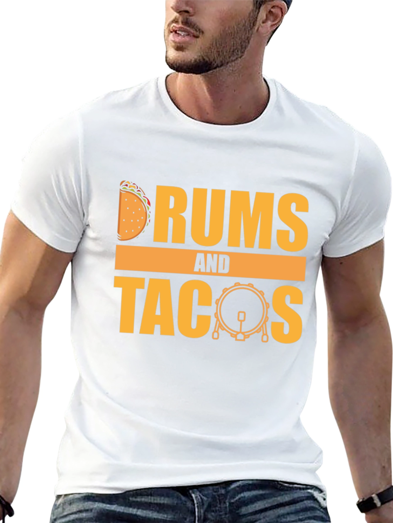 Black Drums and Tacos Graphic T-Shirt - Foodie Musician Tee view 13