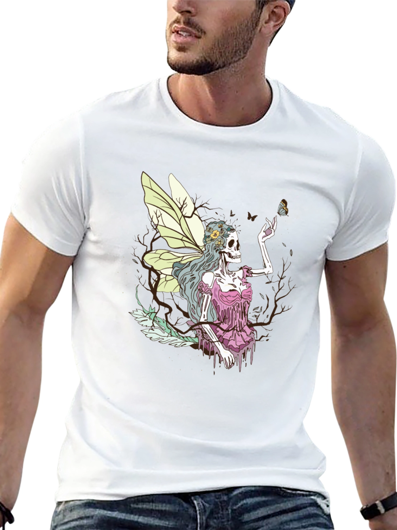 Black Grim Fairy T-Shirt - Skeleton Butterfly Graphic Tee view 13
