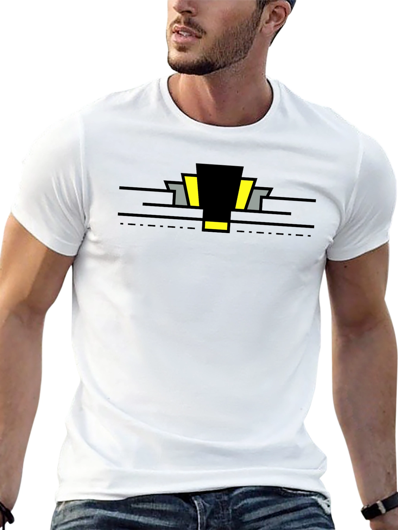 Black Abstract Geometric Black T-Shirt view 13