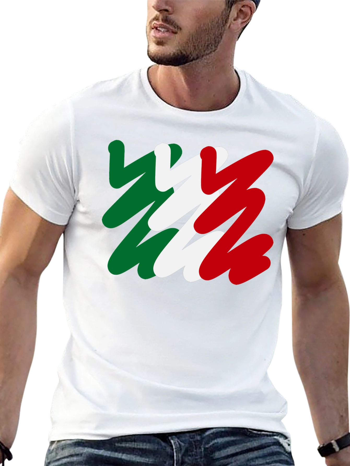 Black Italian Flag T-Shirt - Black Cotton Tee view 13