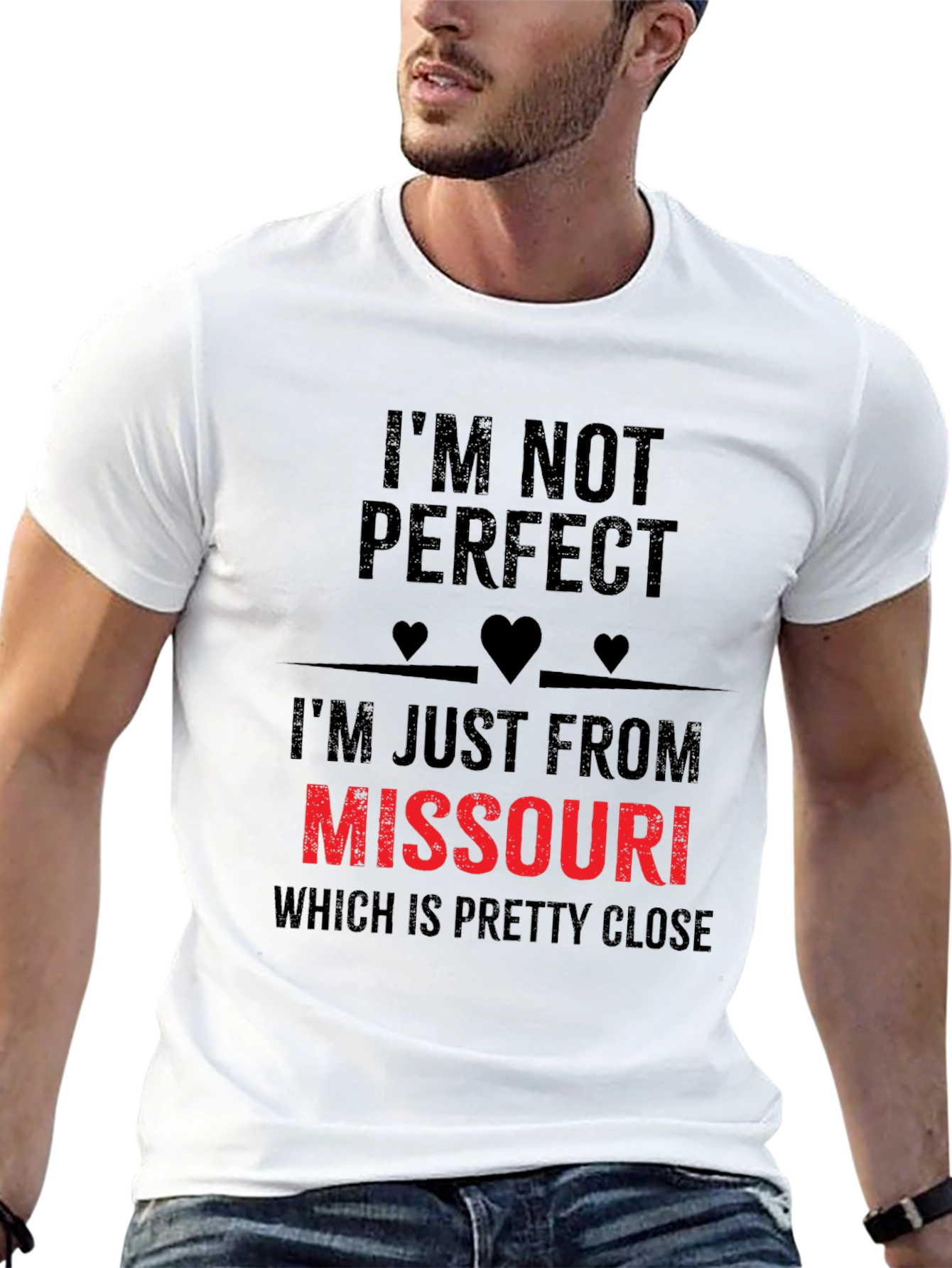 Black I'm Not Perfect Missouri Funny Graphic T-Shirt view 13