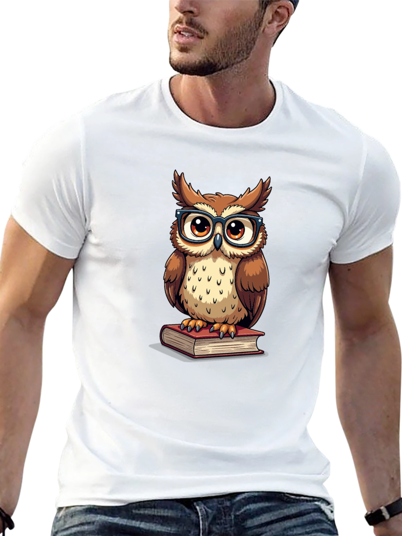 Black Owl Reading Book Graphic T-Shirt view 13