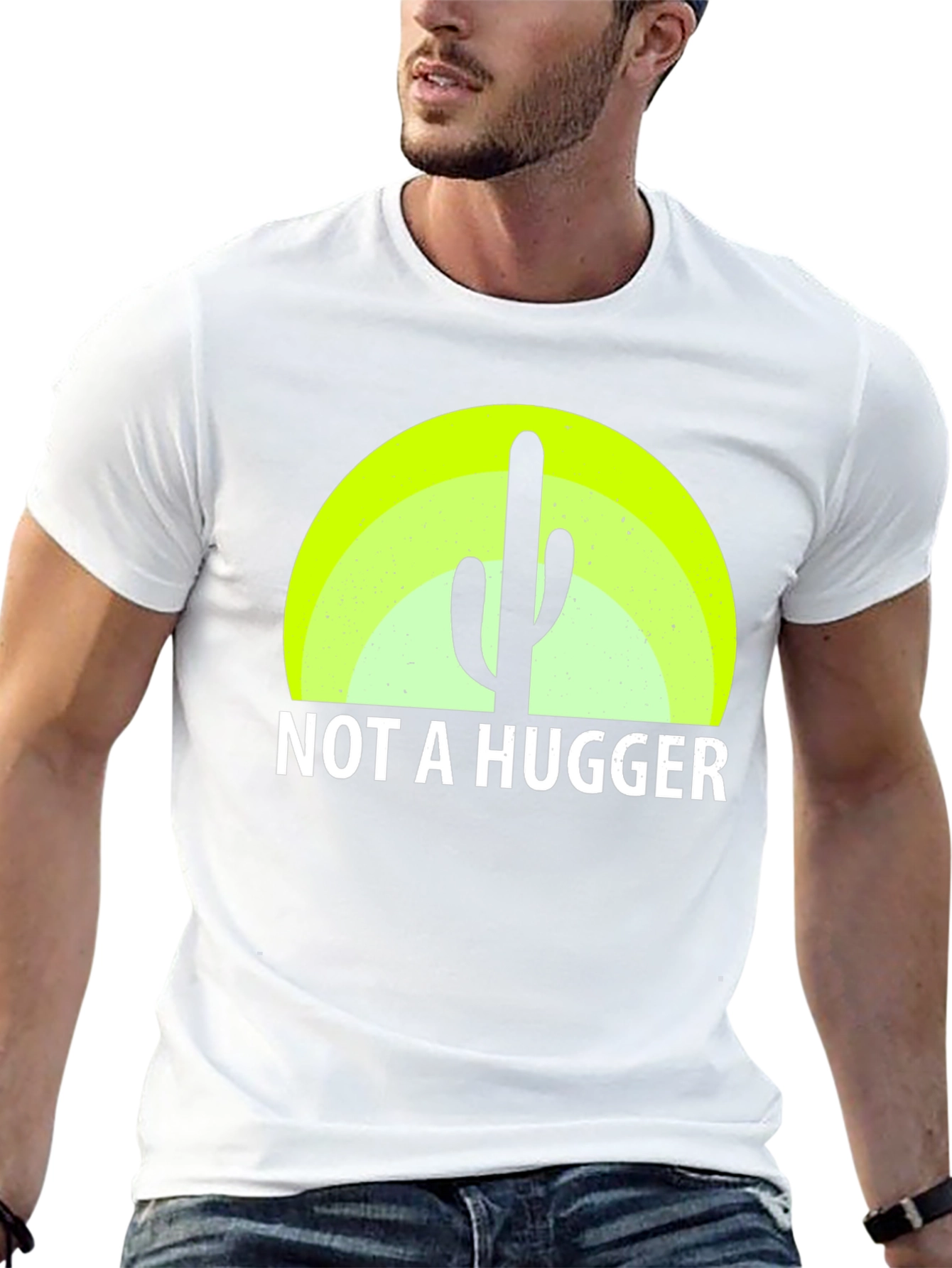 Black Not a Hugger Cactus Graphic Tee - Funny Sarcastic Shirt view 13