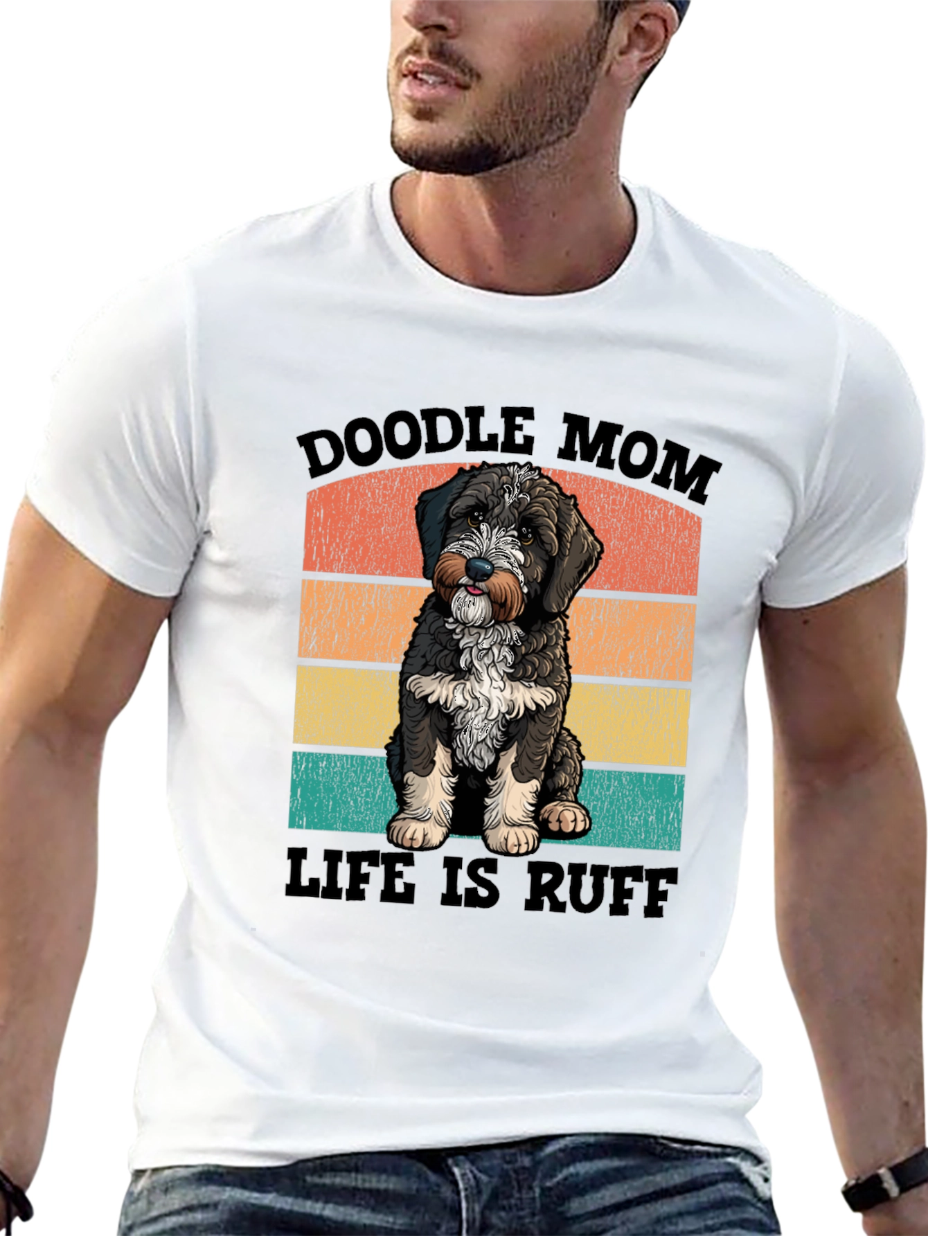 Black Doodle Mom Life is Ruff T-Shirt view 13