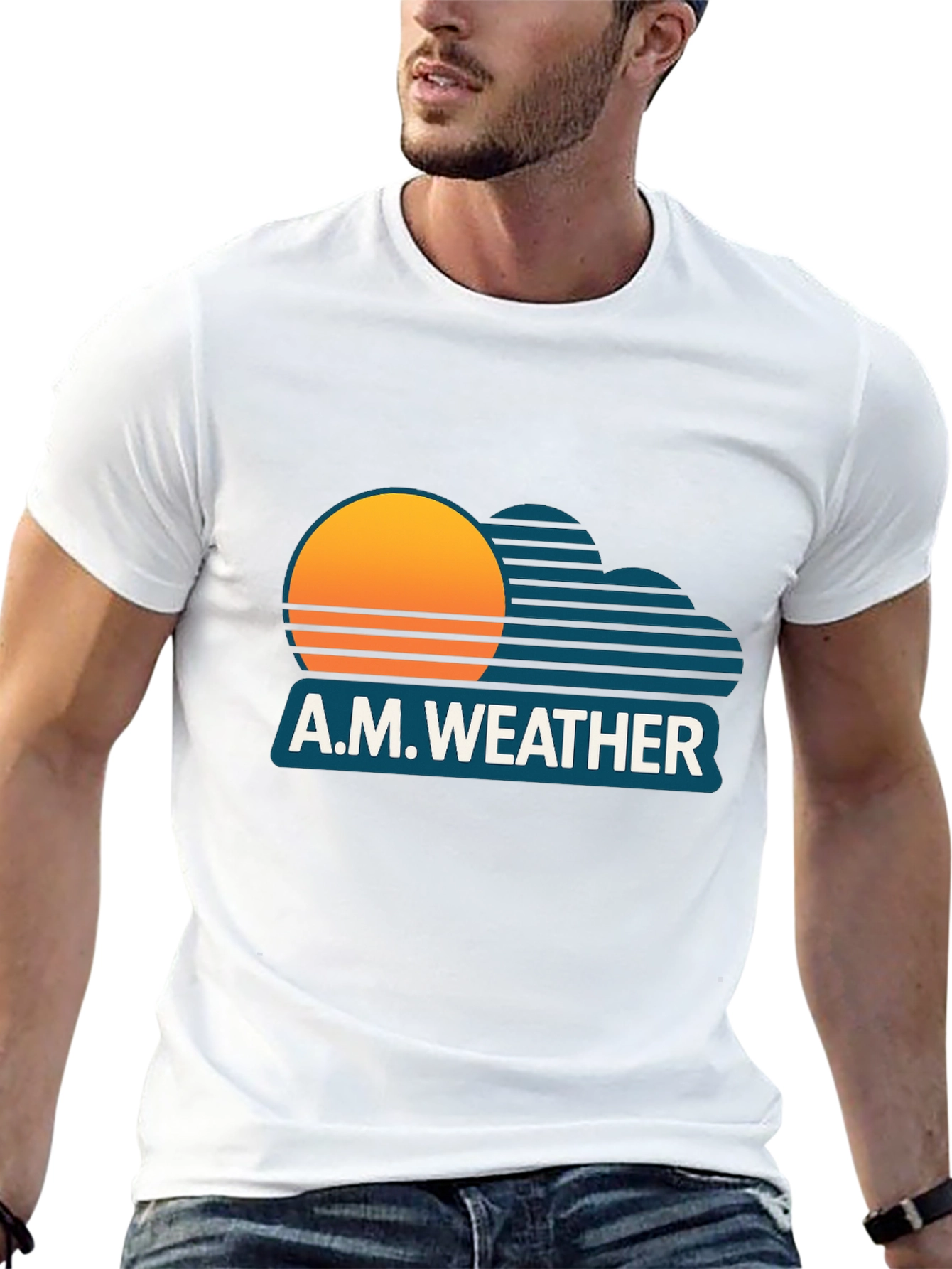 Black A.M. Weather Graphic Tee - Retro Sunset Style view 13