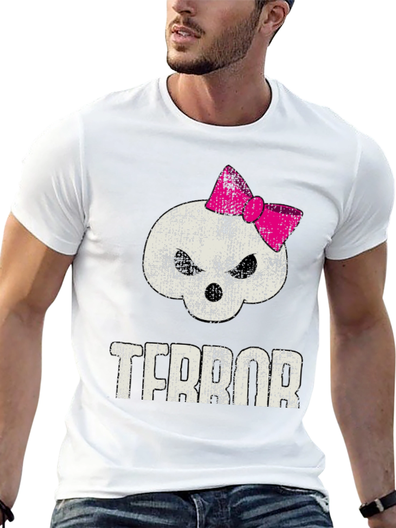 Black Terror Skull with Bow Graphic T-Shirt view 13