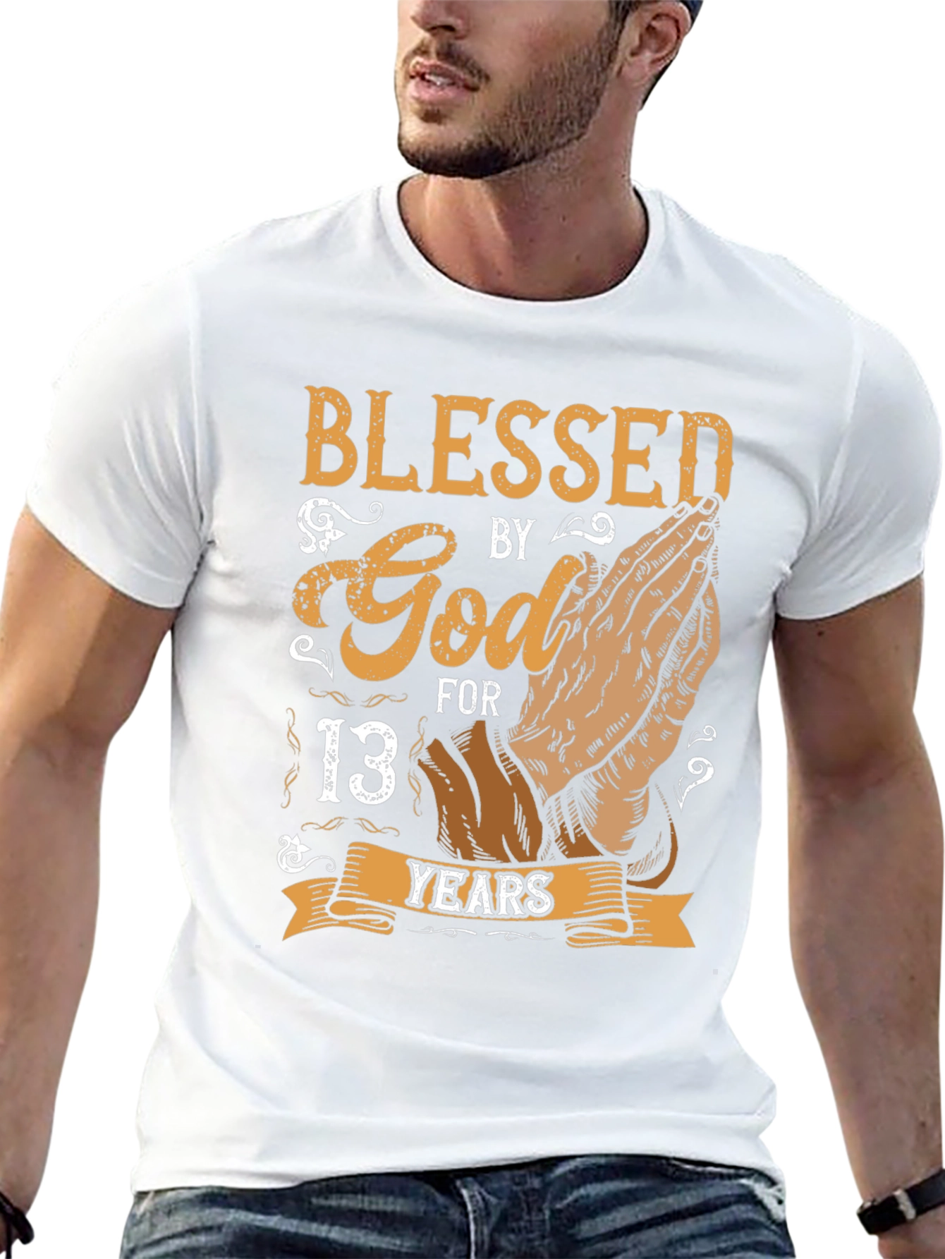 Black Blessed by God 13 Years T-Shirt view 13