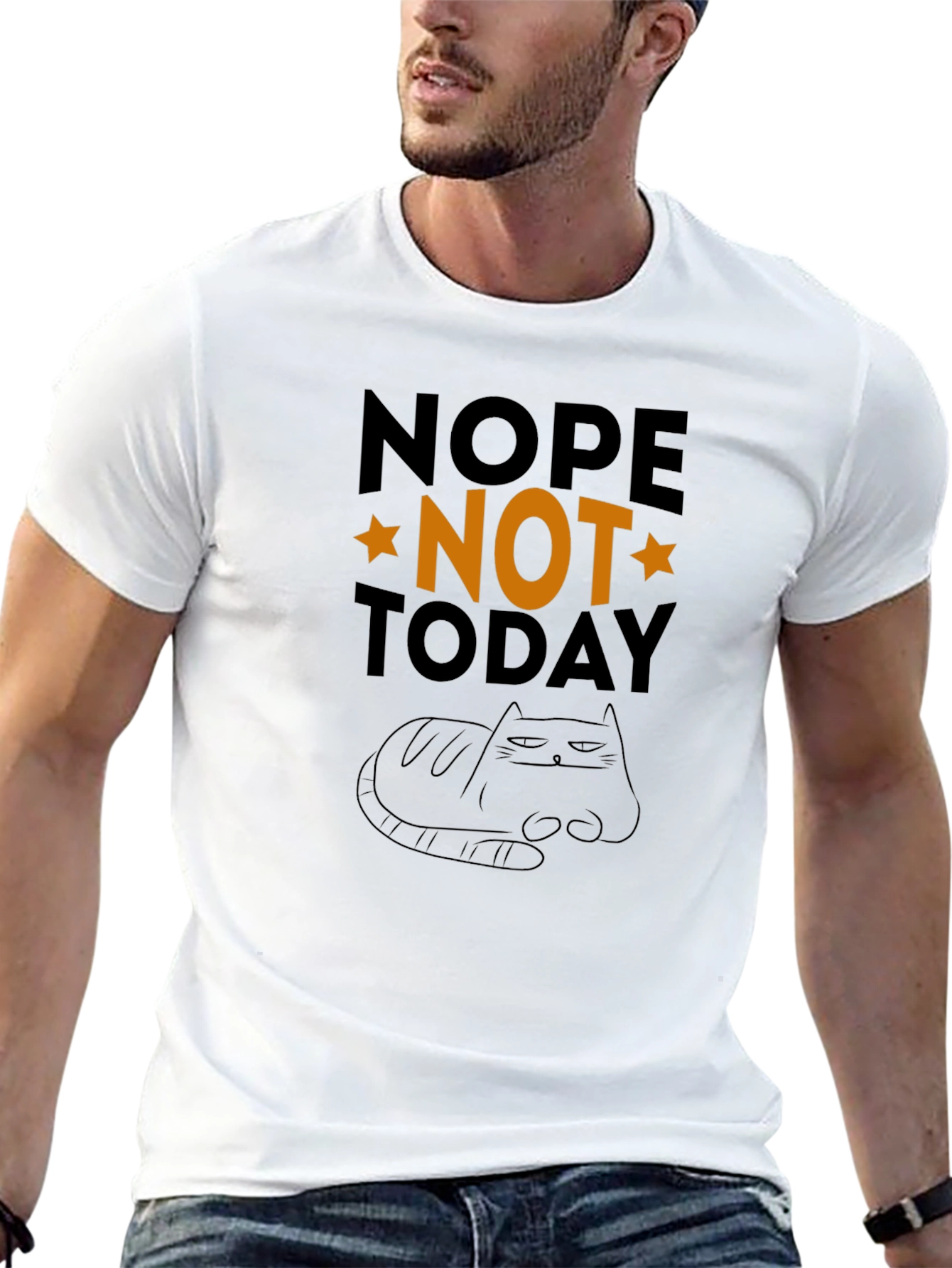 Black Nope Not Today Funny Cat T-Shirt view 13