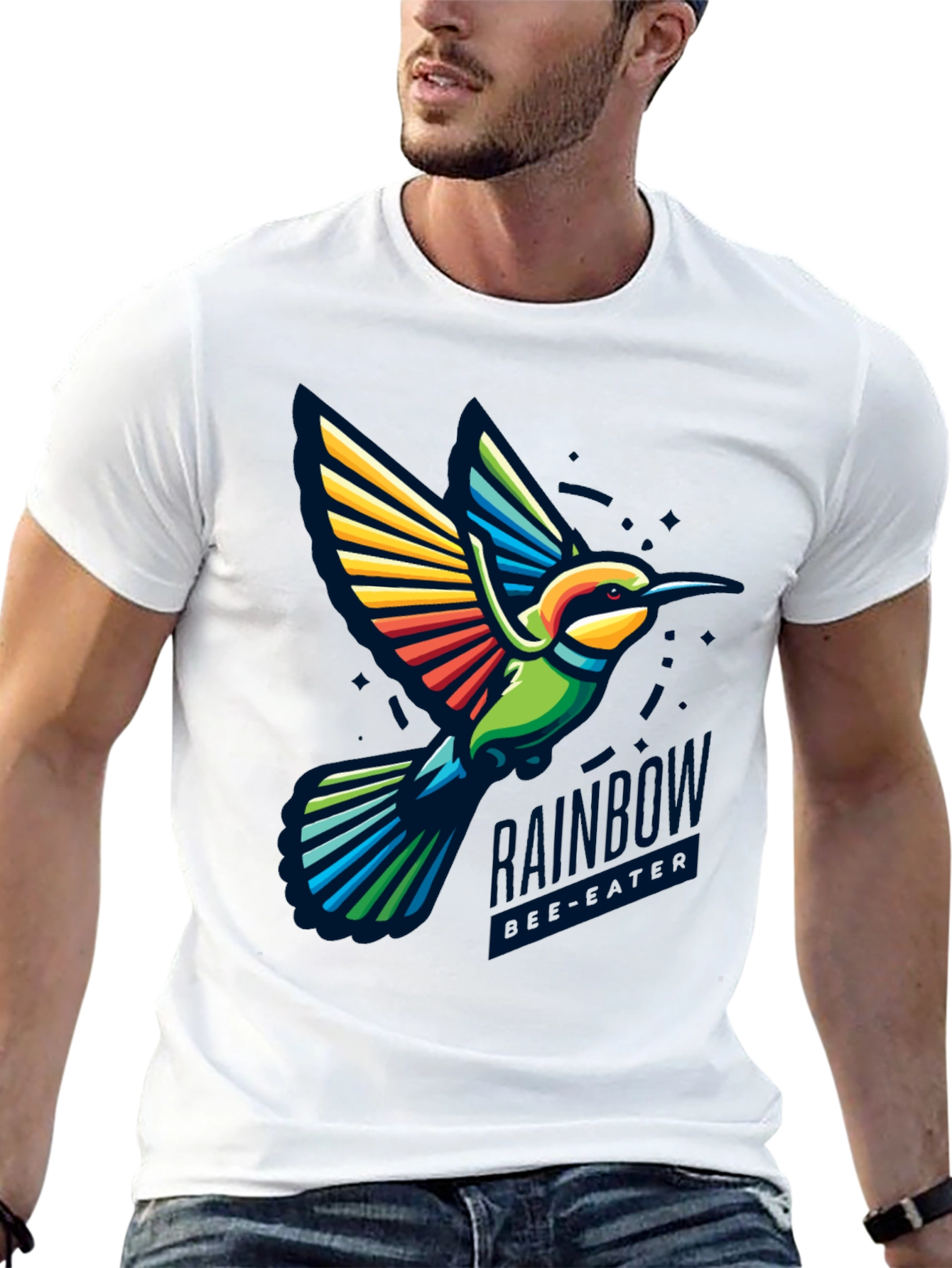 Black Rainbow Hummingbird Graphic Tee - Stylish Bird Lover Shirt view 13