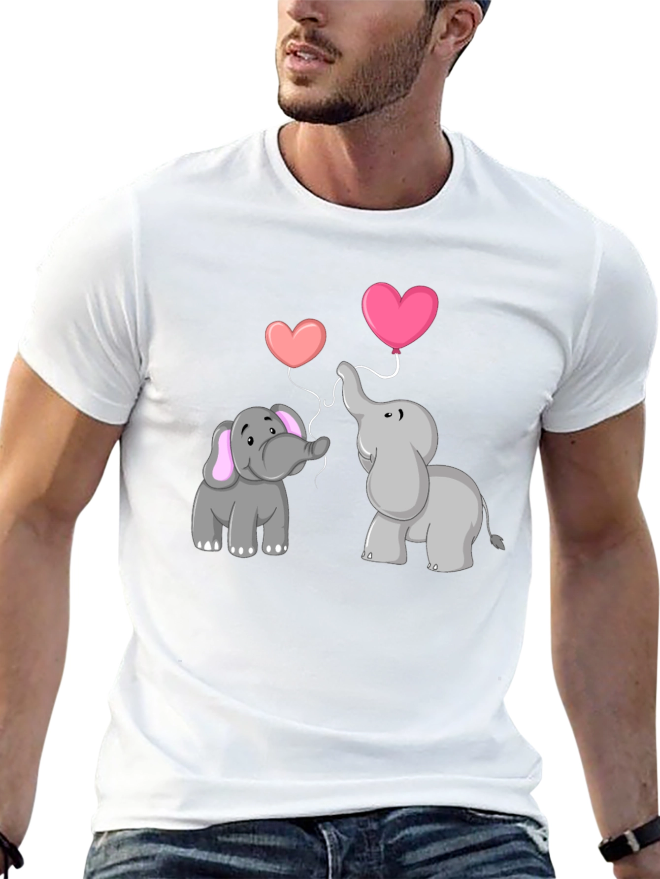 Black Elephant Love T-Shirt - Heart Balloon Design view 13