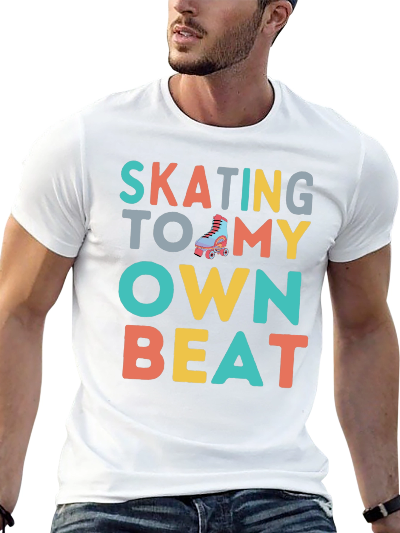 Black Skating To My Own Beat Roller Skate Graphic T-Shirt view 13