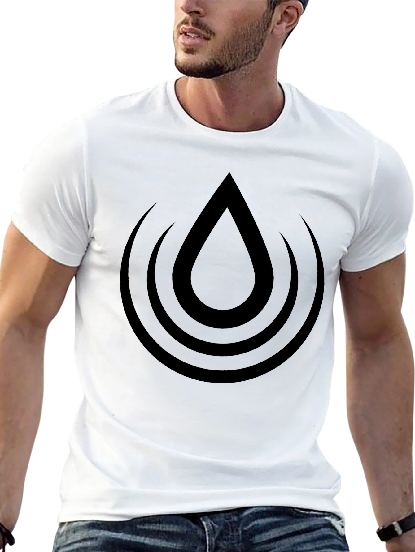 Black Black T-Shirt with Water Drop Design view 13