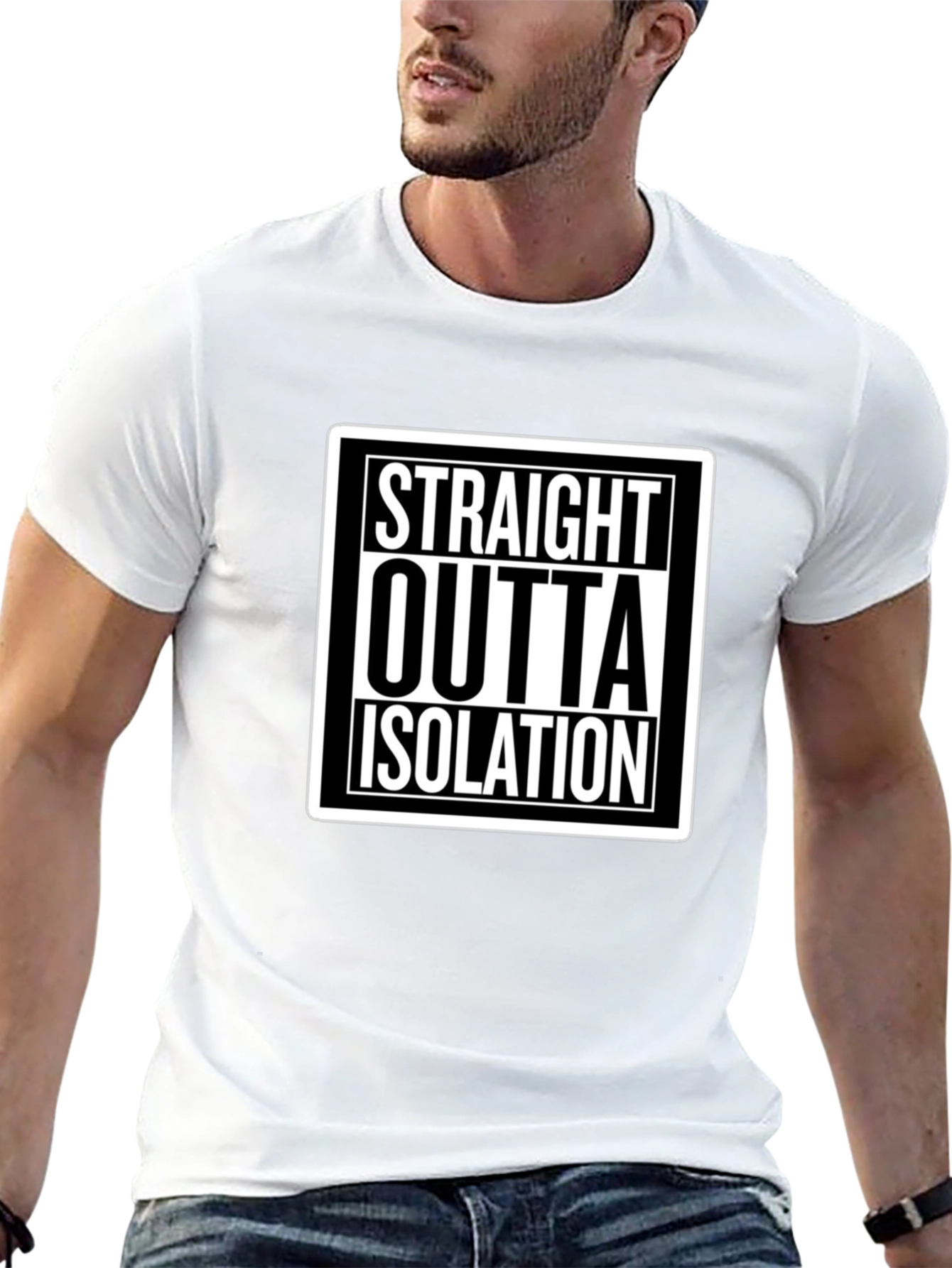 Black Straight Outta Isolation Graphic T-Shirt view 13