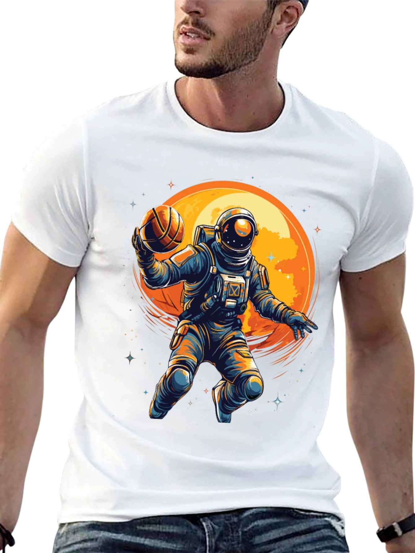 Black Astronaut Basketball Graphic T-Shirt view 13