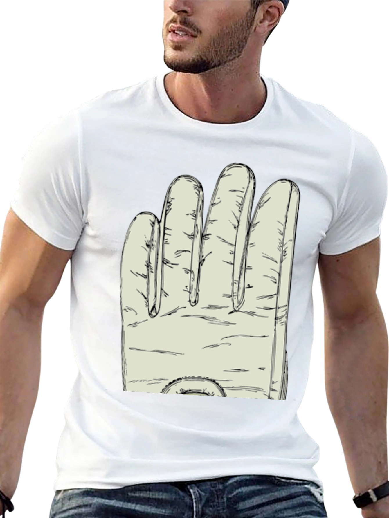 Black Novelty Glove Graphic T-Shirt - Soft Cotton Blend view 13