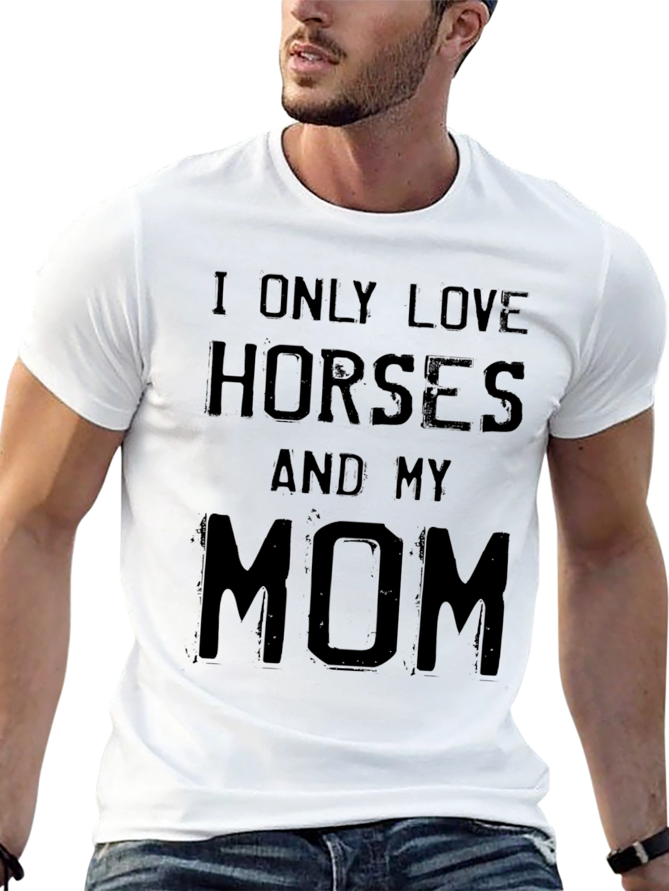 Black I Love Horses and My Mom Black T-Shirt view 13
