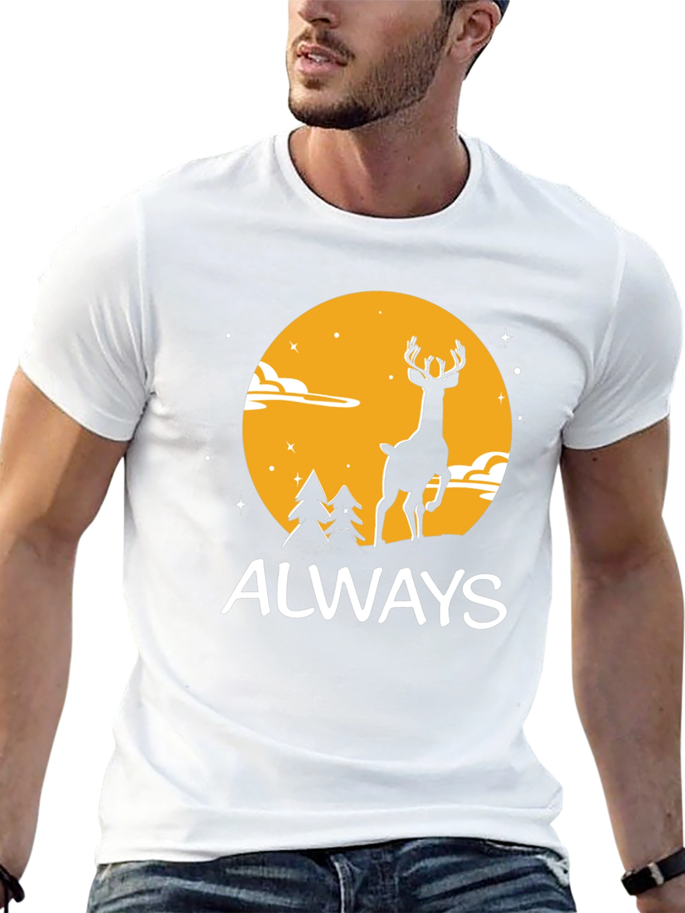 Black Always Deer Graphic Tee - Black T-Shirt view 13