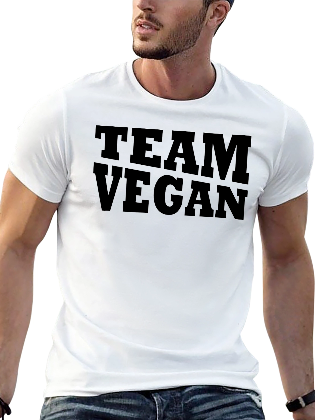 Black Team Vegan Graphic T-Shirt - Black Veganism Tee view 13