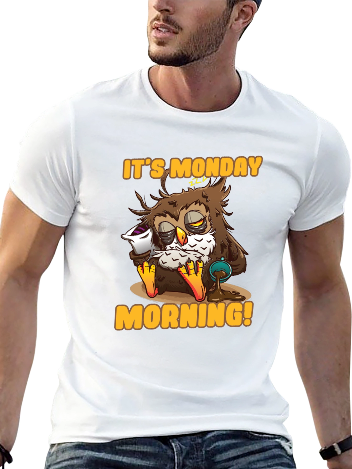 Black It's Monday Morning Owl T-Shirt view 13