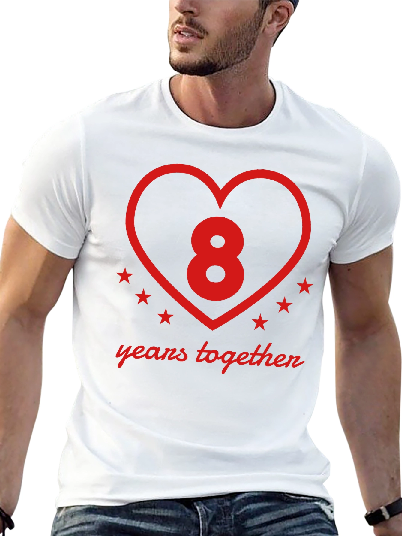 Black 8 Years Together Anniversary T-Shirt view 13