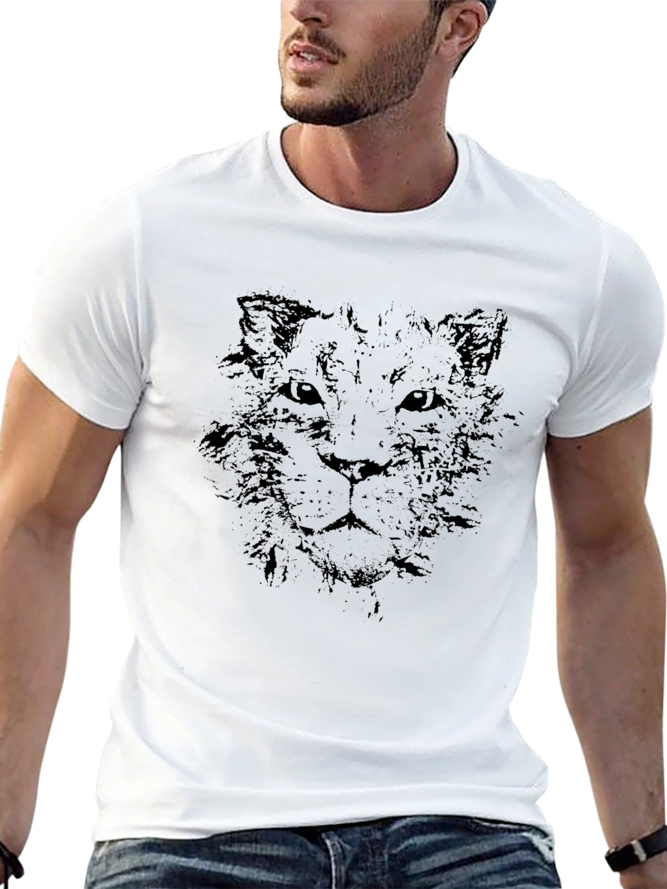 Black Lion Sketch Graphic Print Black T-Shirt view 13