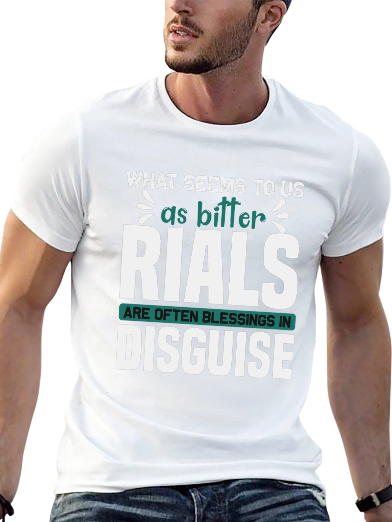 Black Inspirational Graphic Tee: Trials Are Blessings Disguised view 13