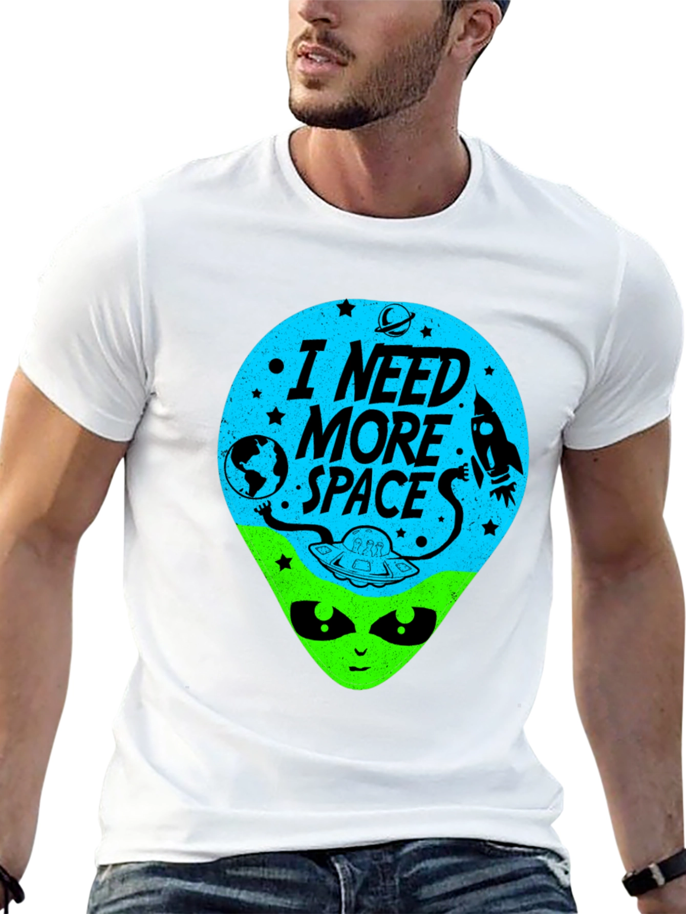 Black I Need More Space Alien Graphic Tee view 13