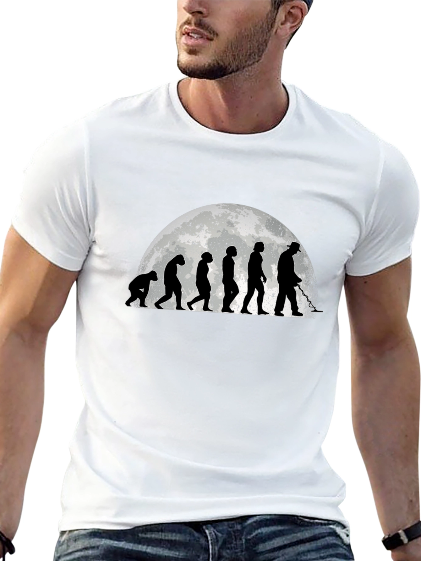 Black Evolution of Man Metal Detecting T-Shirt view 13