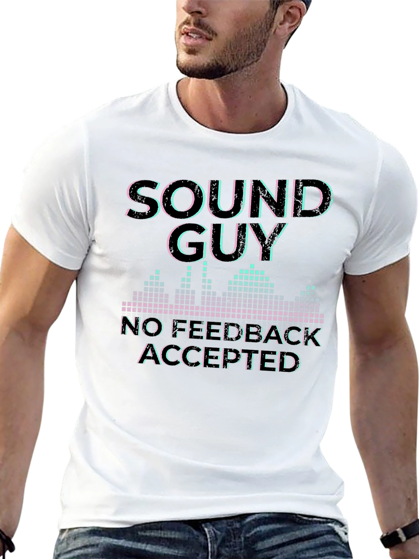 Black Sound Guy No Feedback Accepted Graphic T-Shirt view 13