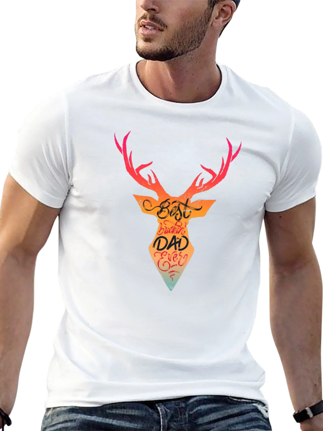 Black Best Buckin' Dad Ever T-Shirt view 13
