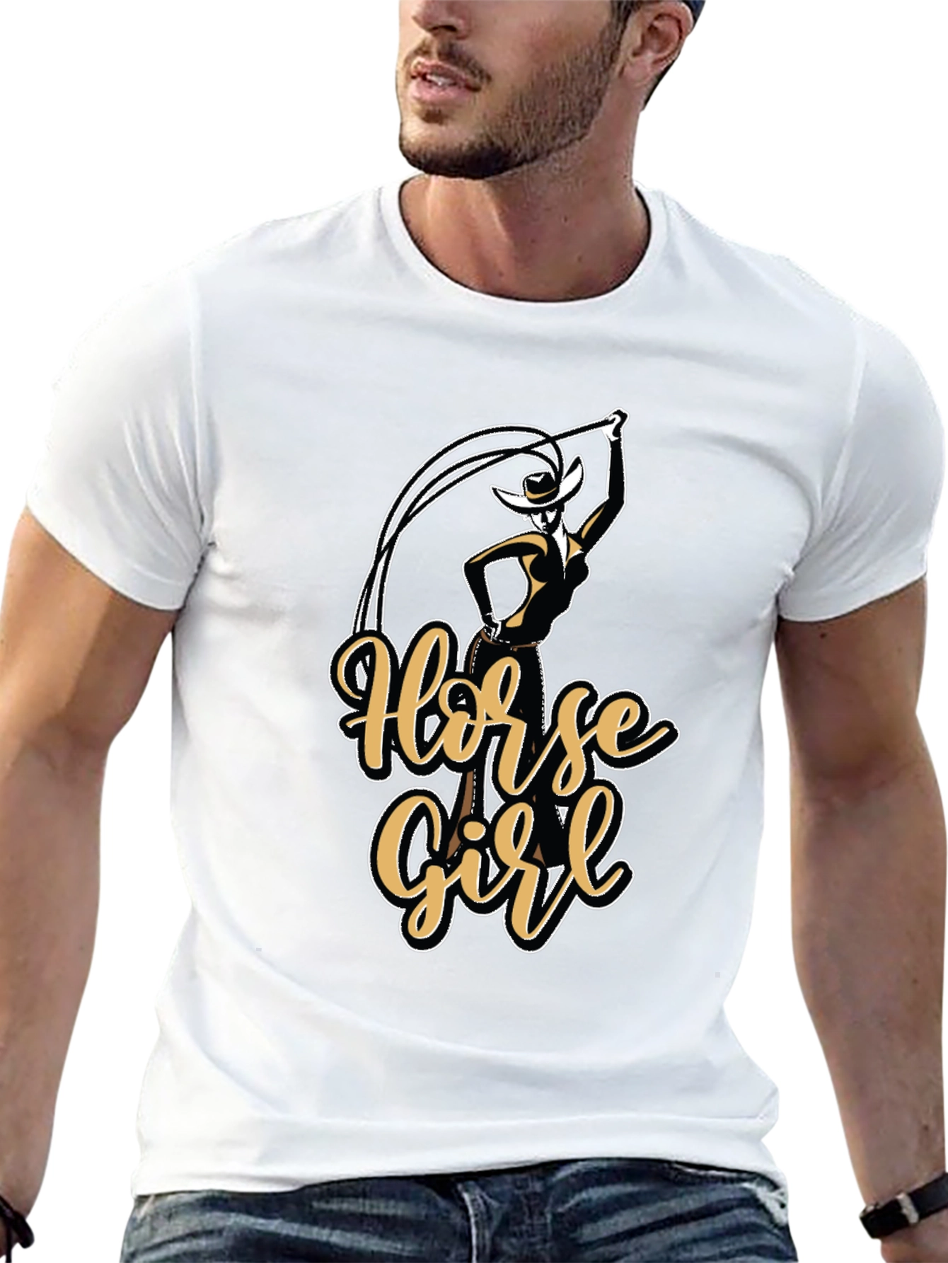 Black Horse Girl Graphic T-Shirt - Black view 13