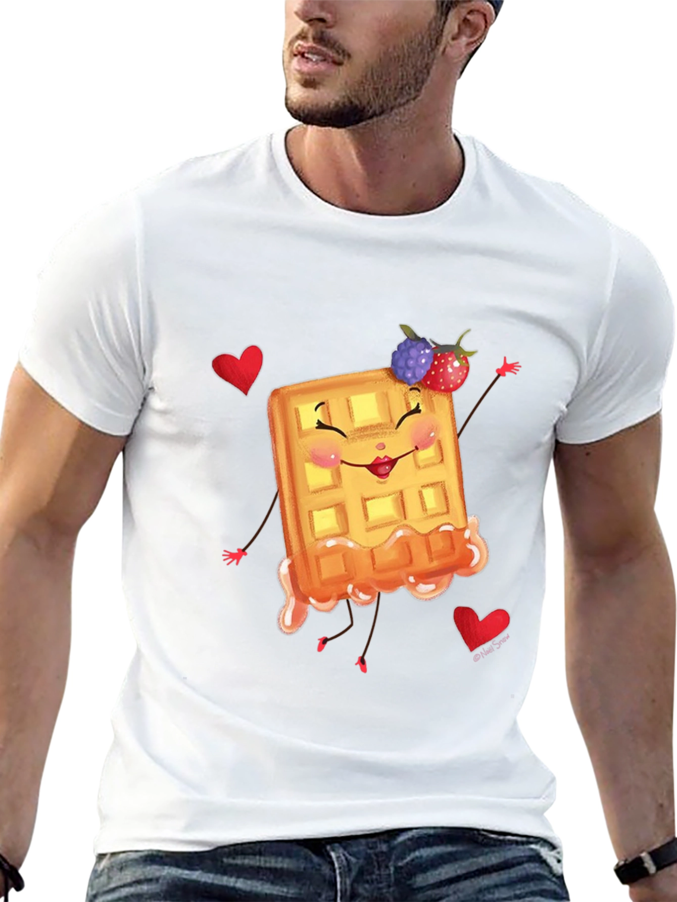 Black Cute Waffle T-Shirt - Sweet & Funny Design view 13