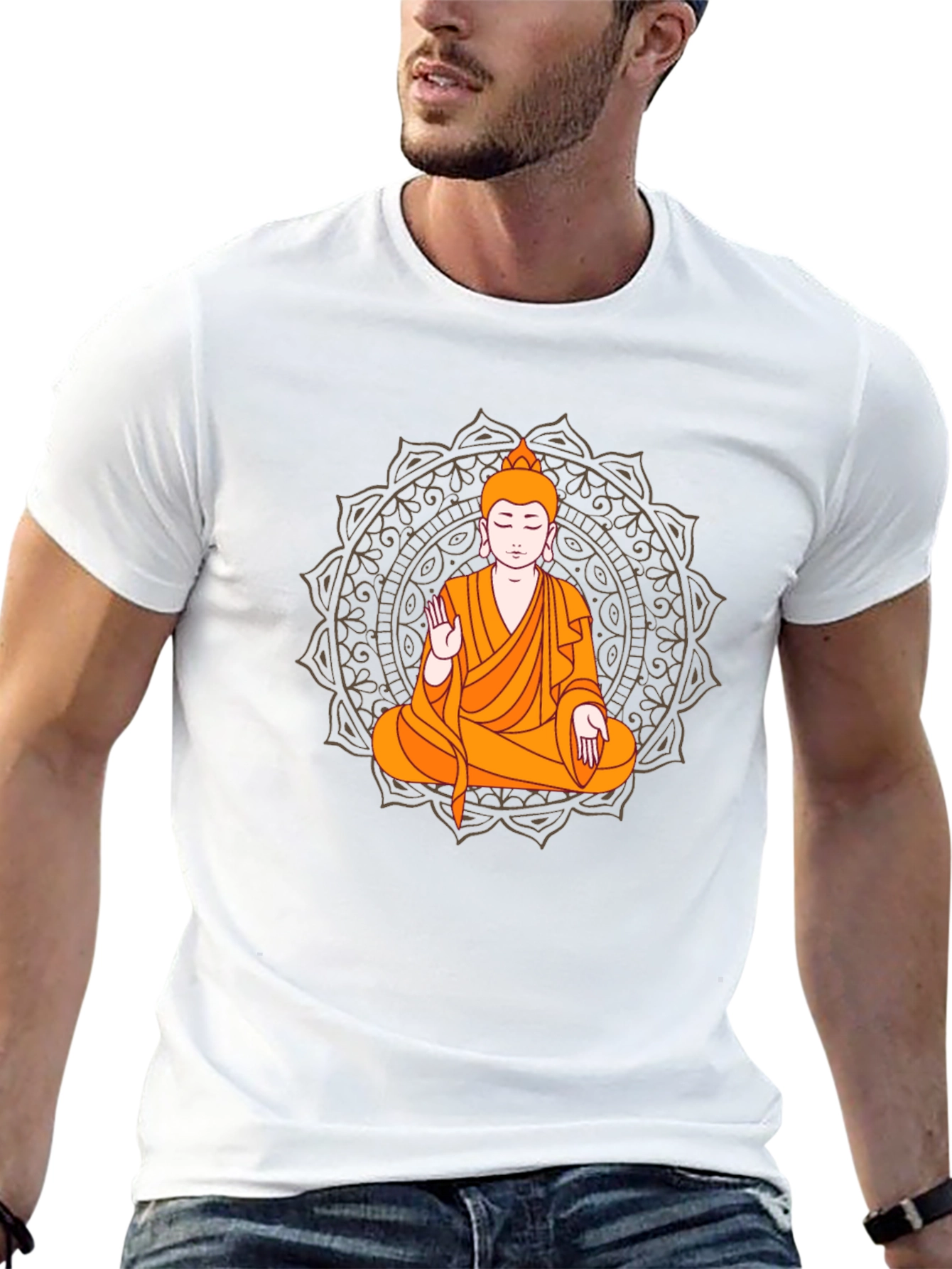 Black Buddha Mandala Graphic Tee - Meditate in Style view 13