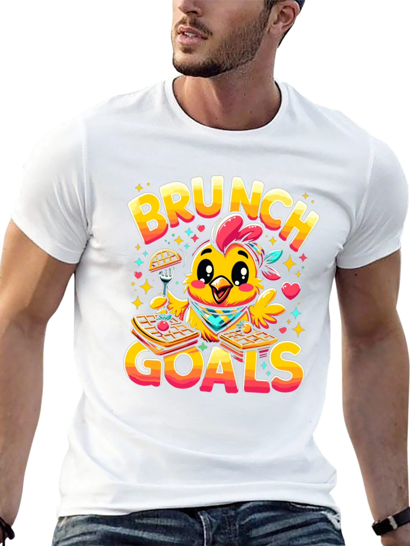 Black Brunch Goals Chicken Graphic Tee view 13