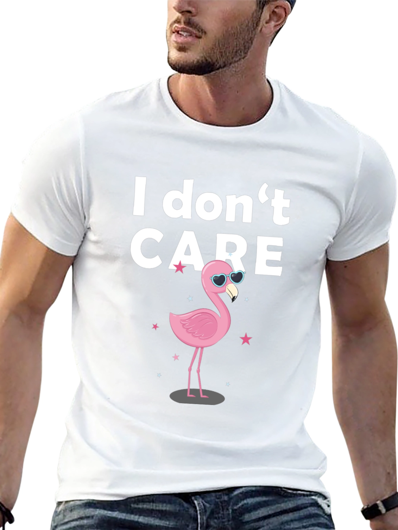 I Don't Care Flamingo T-Shirt - Quirky Graphic Tee - 13
